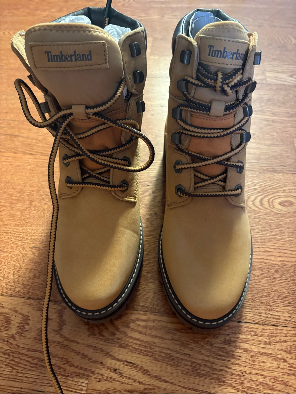 Timberland Wheat Leather Lace-Up Moto Boots